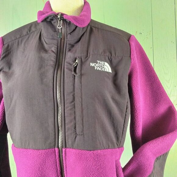 The North Face Denali Jacket Womens M Black Purple Polartec Fleece Full Zip - Picture 2 of 16